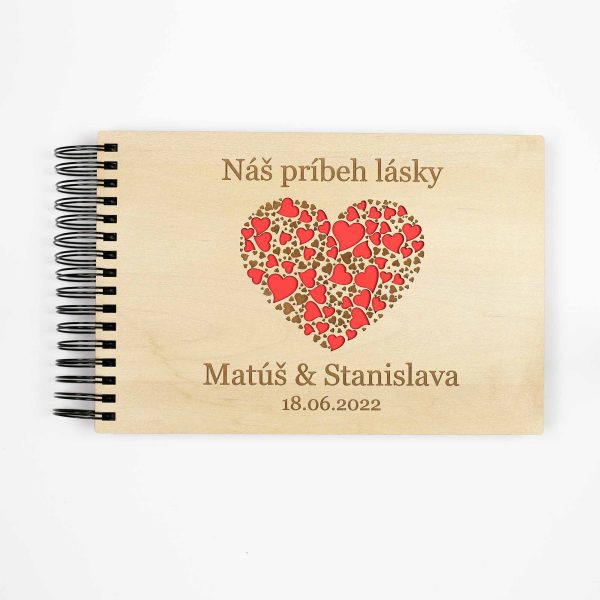 Svadobný album, svadobná kniha - Vyrezane srdiečka DrevoDed