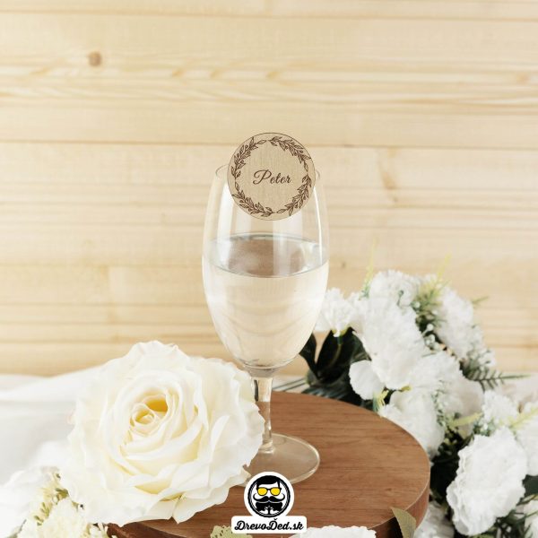 Drevené svadobné menovky na poháre - Diana