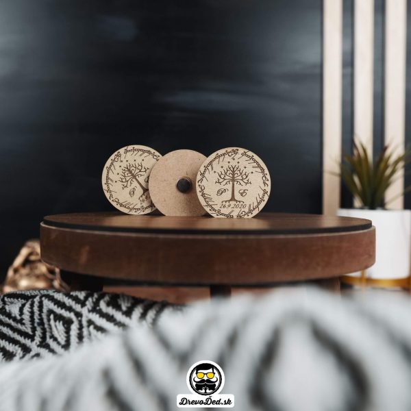 Drevené svadobné magnetky – Pán prsteňov - Biely strom Gondoru
