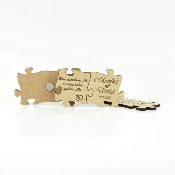 Drevené svadobné magnetky – Puzzle | DrevoĎed.sk