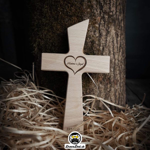 Drevený svadobný krížik – buk masív