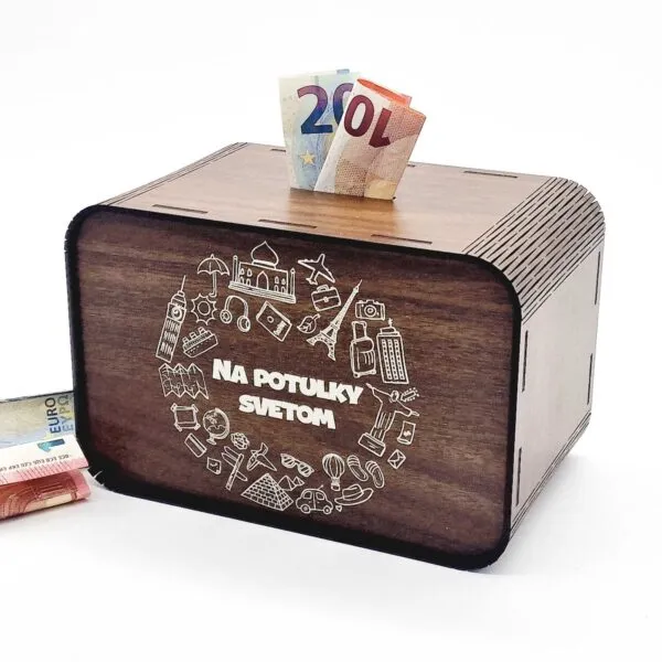 Drevená pokladnička - Na potulky svetom - Pre cestovateľov - orech