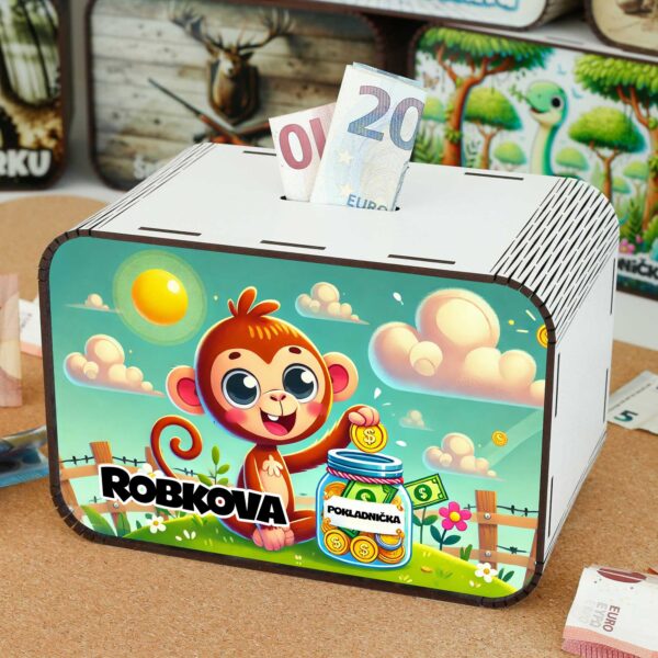 Detská pokladnička - Opica SK-02-066 DrevoDed.sk