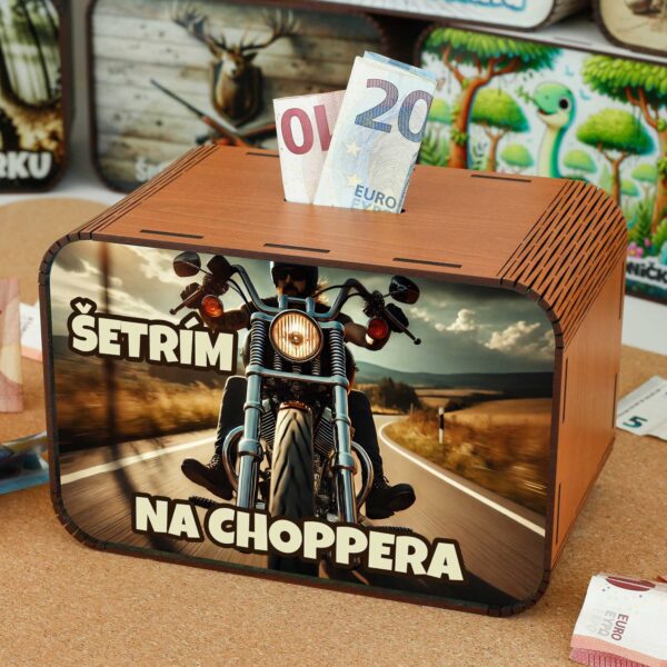 Pokladnička - Šetrím na choppera SK-02-027 DrevoDed.sk