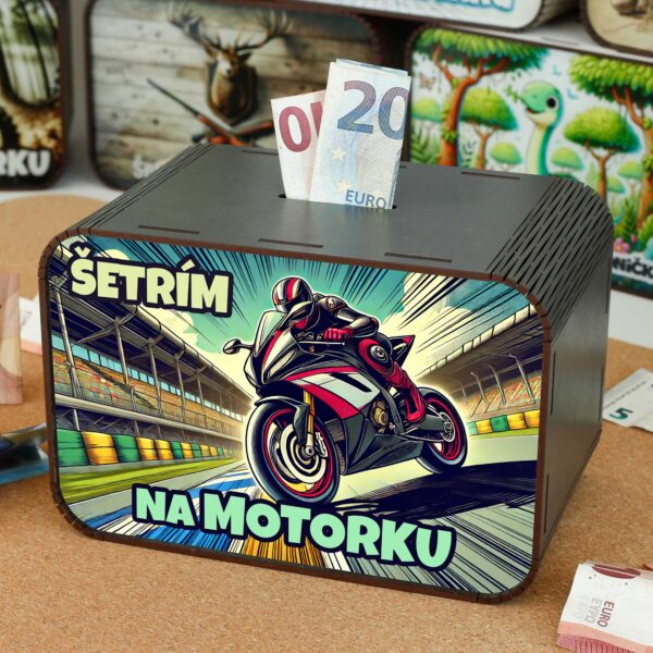 Pokladnička - Šetrím na motorku SK-02-028 DrevoDed.sk