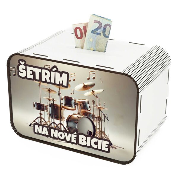 Pokladnička - Šetrím na nové bicie SK-02-018 DrevoDed.sk