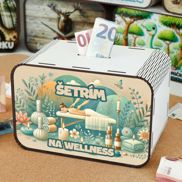 Pokladnička - Šetrím na wellness SK-02-053 DrevoDed.sk