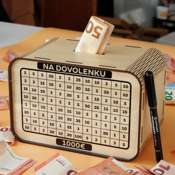Pokladnička znovupoužiteľná - 1000eur - Na dovolenku Javor