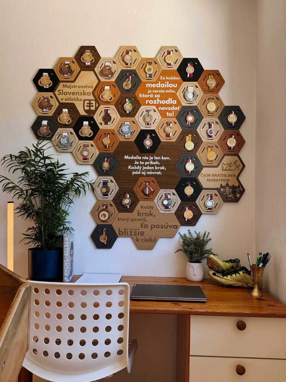 Drziak na medaile Hexagon DrevoDed